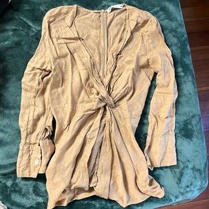 Zara linen twist front top